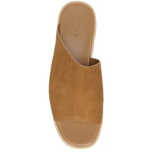 VINCE. Womens Brown 1" Platform Sarria Wedge Slip On Leather Slide Sandals 7.5 M